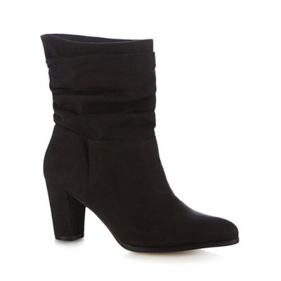 The Collection Dark grey ruched trim mid calf boots